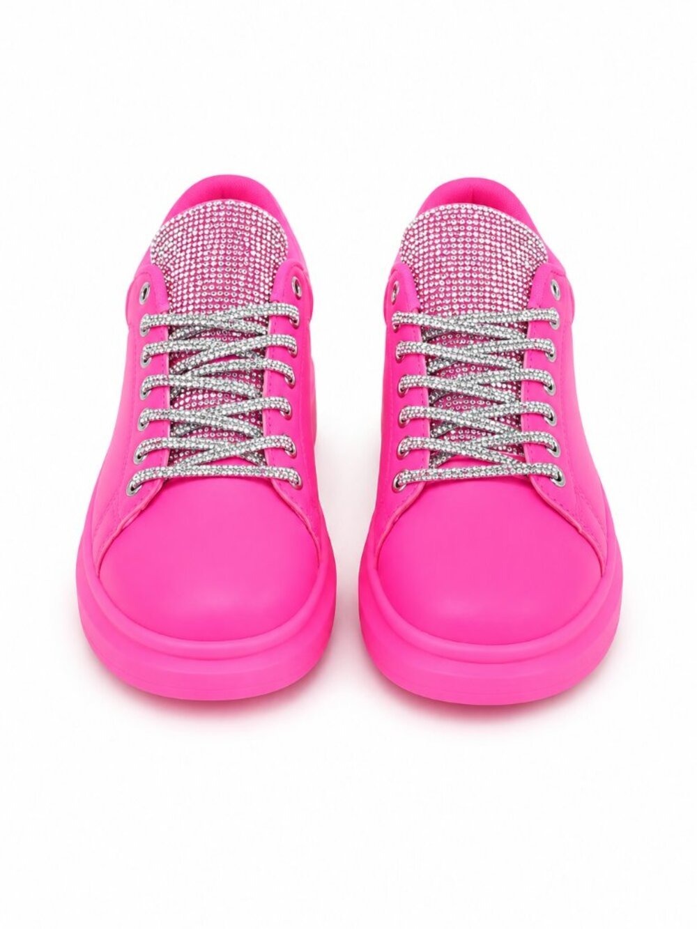 NIB Comfy Cush 4 Bright Neon Hot Pink Rhinestone Fashion Sneakers Tennis Shoes